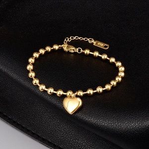 18k Stainless Steel Heart Pendant Bracelet Charming Beads Chain with Heart Penda